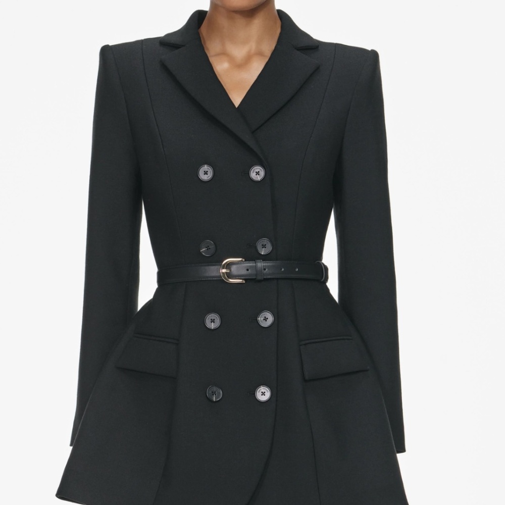 self-portrait Black Wool Crepe Mini Dress - Size US2 - MSRP $680 - NWT - Picture 4 of 8